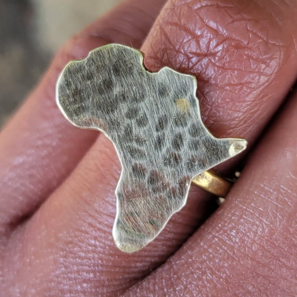 Small Hammered Motherland Adjustable Brass Ring