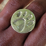 Lion's Paw Print Adjustable Brass Ring