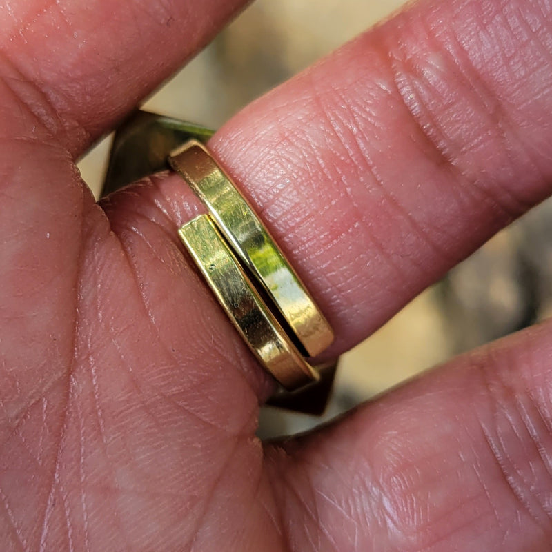 Large Hammered Motherland Adjustable Brass Ring