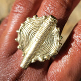 Circular Shield Adjustable Brass Ring