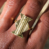 Rectangular Shield Adjustable Brass Ring