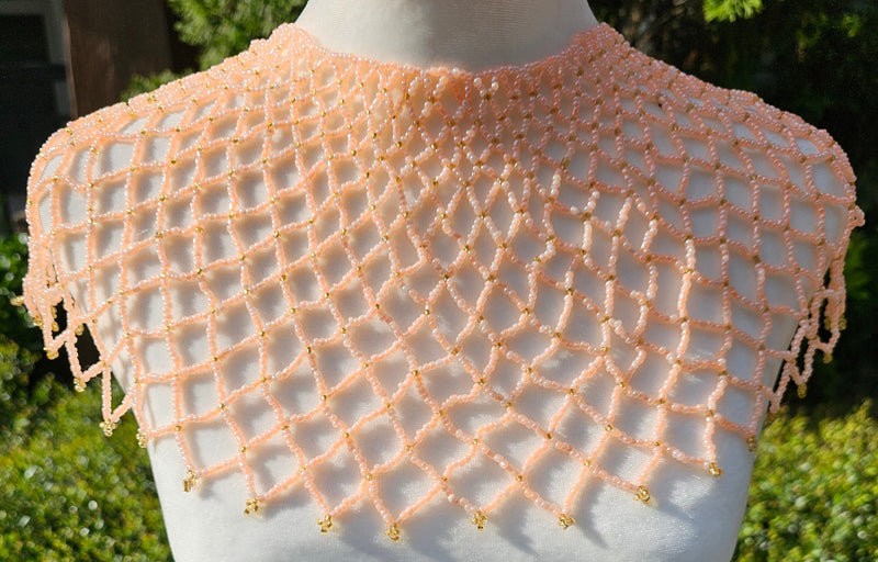 Soft Pink Beaded Collar Necklace