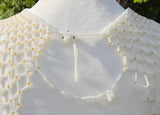 Pearlescent White & Light Gold Beaded Collar Necklace