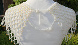 Pearlescent White & Light Gold Beaded Collar Necklace