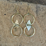 Diamond Double Hoop Brass Earrings
