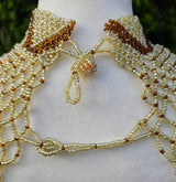 High Neck Taupe Beaded Collar Necklace