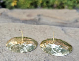 Large Hammered Disc Brass Earrings