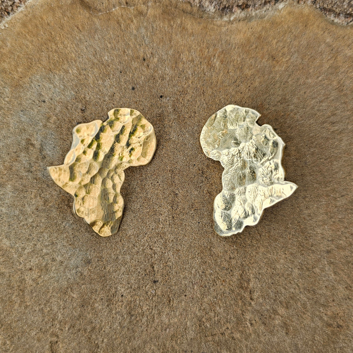 Hammered Motherland Brass Stud Earrings