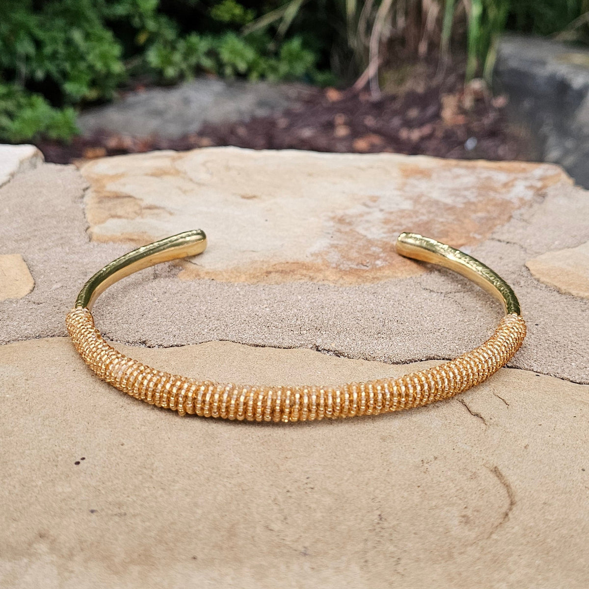 Gold Beaded Hammered Brass Choker