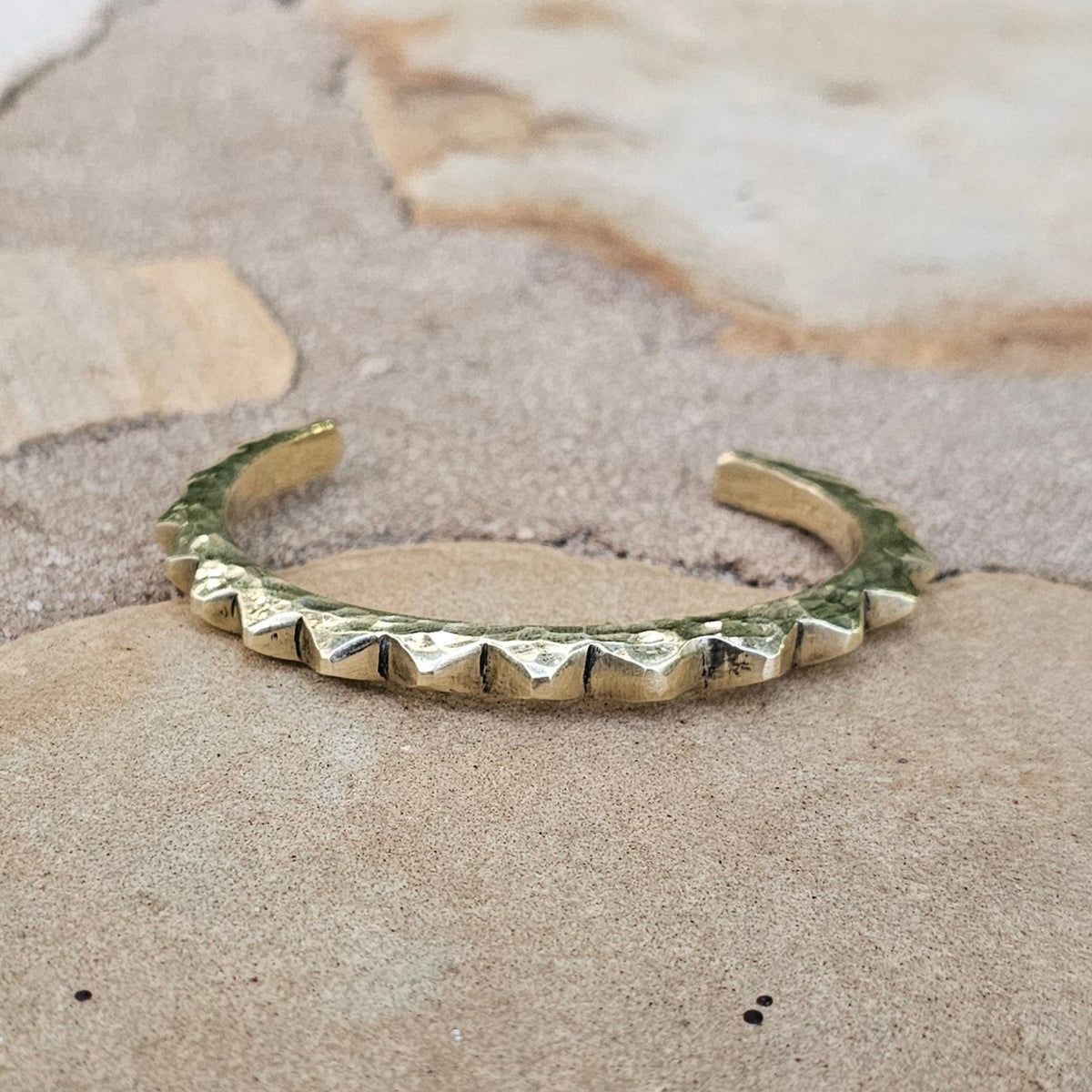 Hammered Sunshine Unisex Brass Cuff