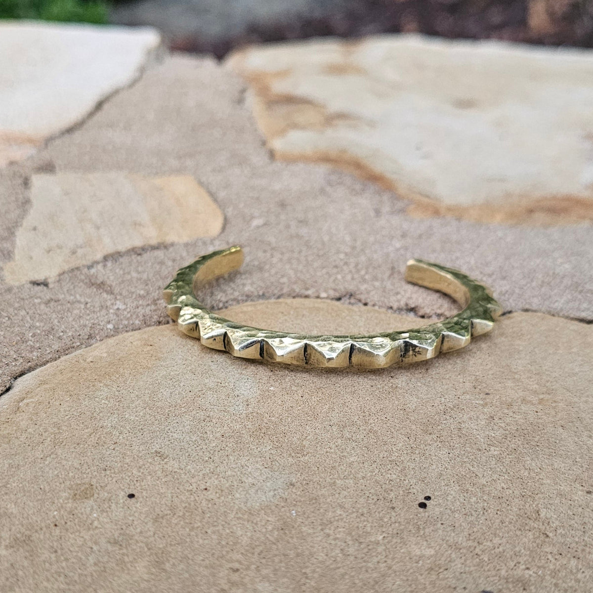 Hammered Sunshine Unisex Brass Cuff