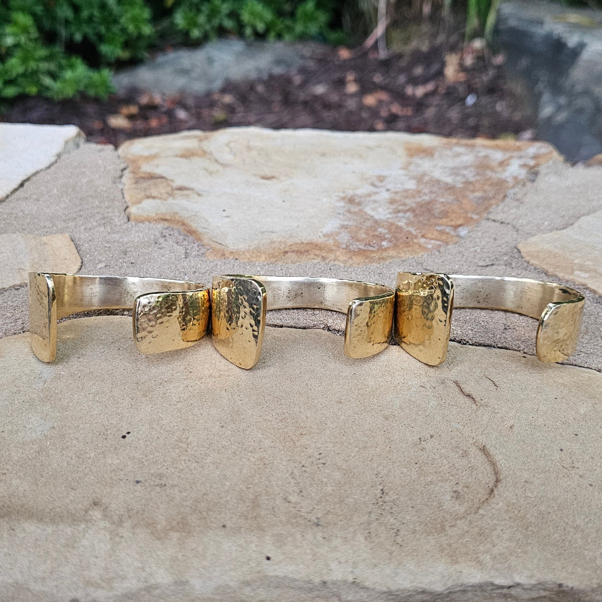 Hammered Open Asymmetrical Brass Cuff