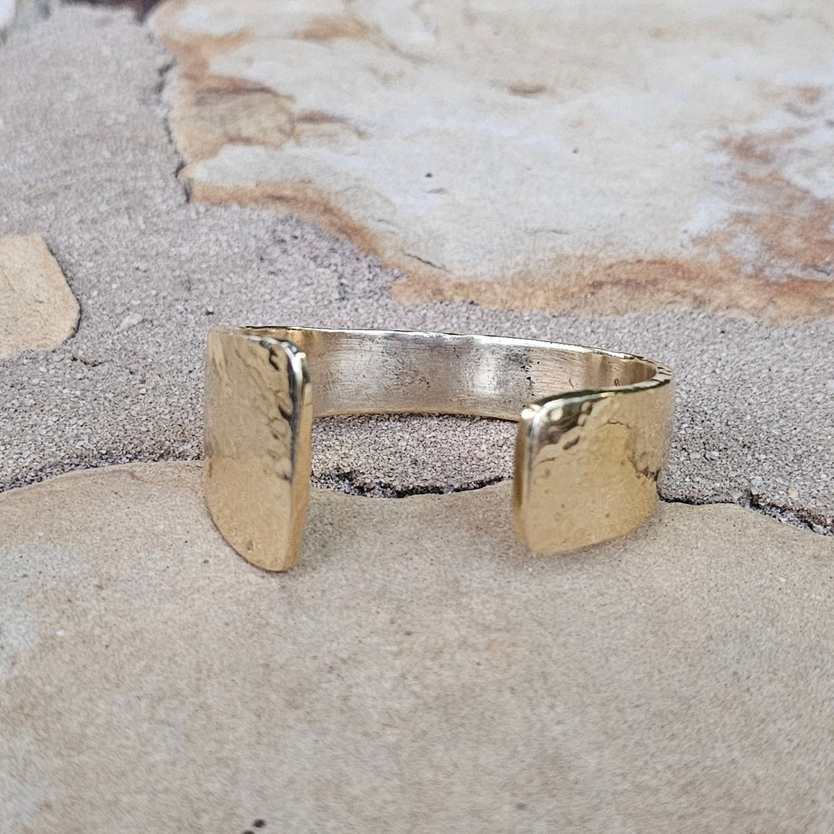 Hammered Open Asymmetrical Brass Cuff