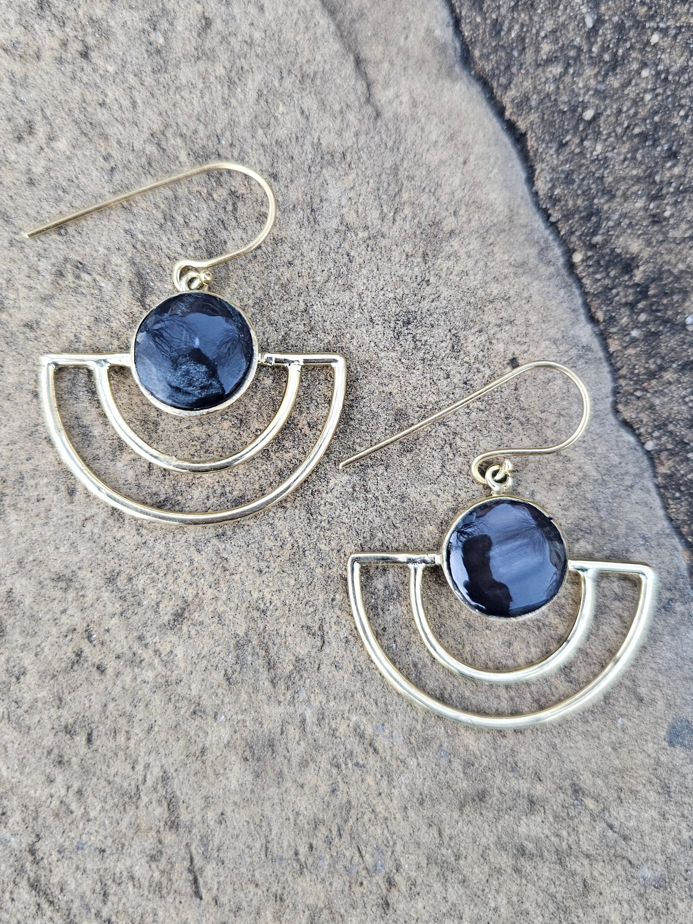 Dark Eclipse Brass Earrings
