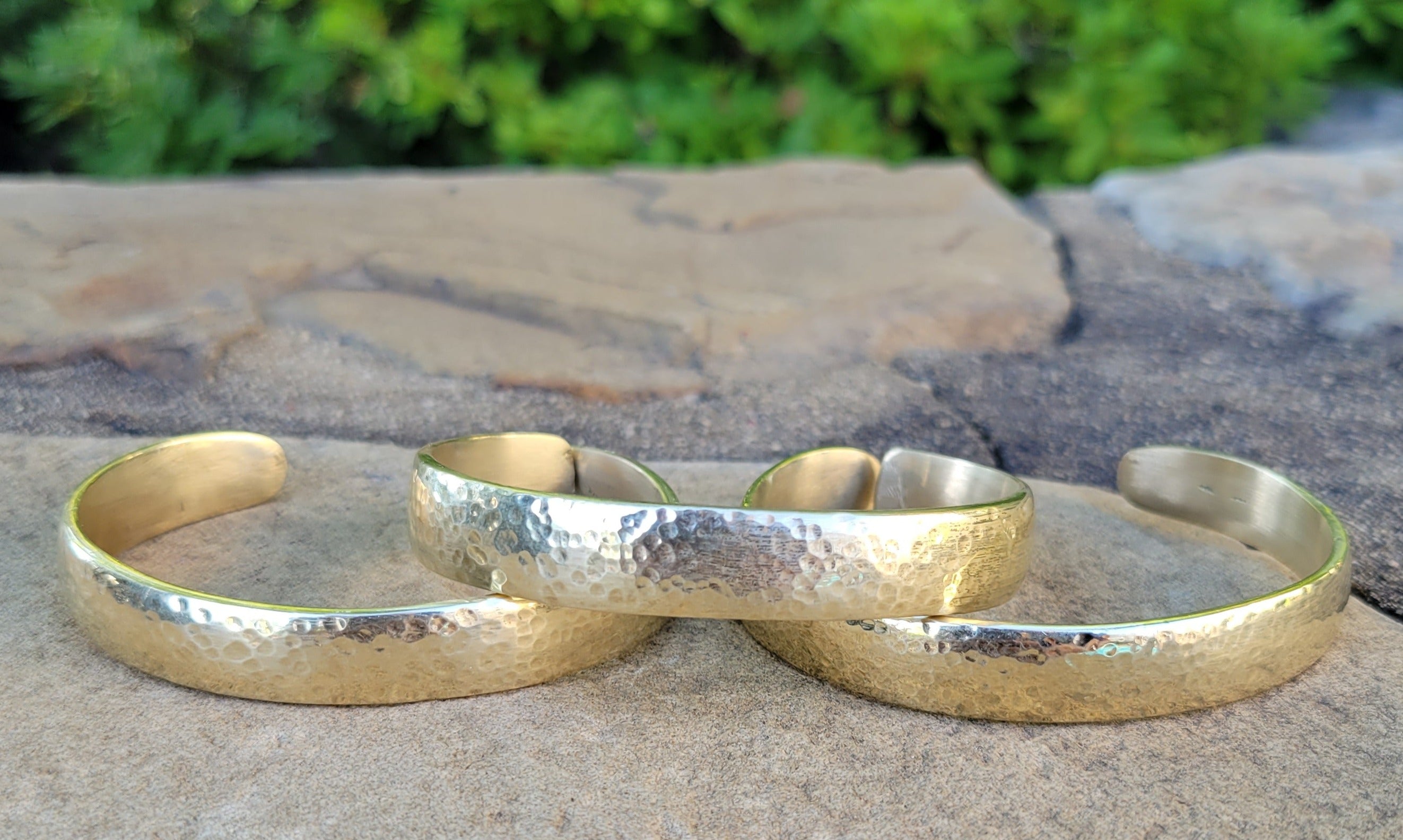 Hammered Open Unisex Brass Bracelet