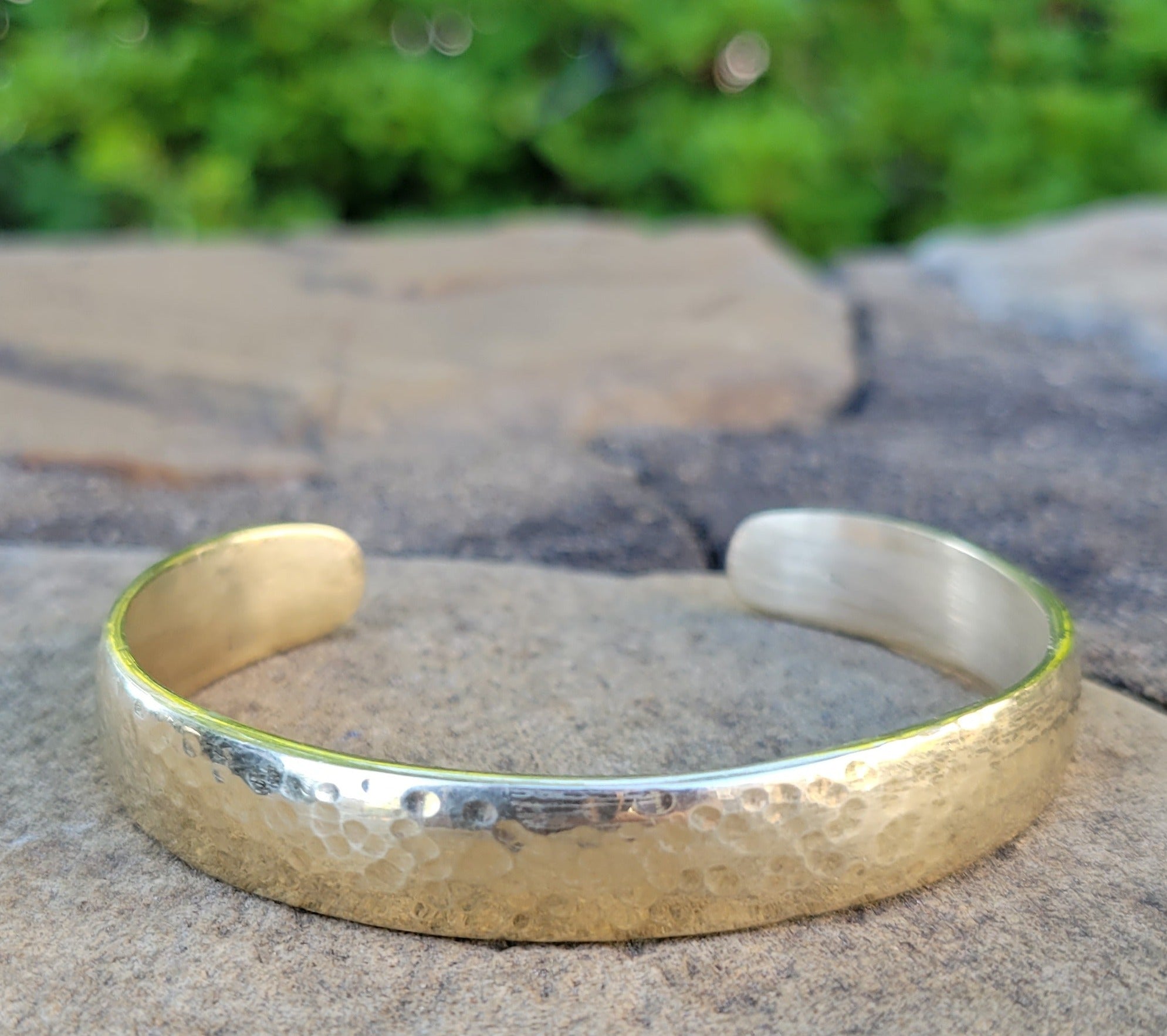 Hammered Open Unisex Brass Bracelet