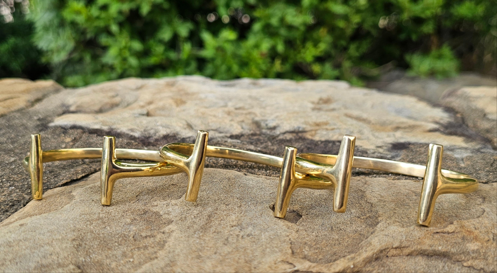 Double Lines Unisex Brass Bracelet