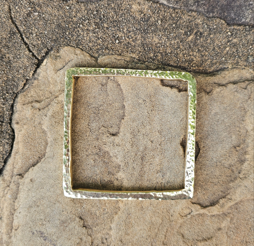 Hammered Cube Unisex Brass Bangle