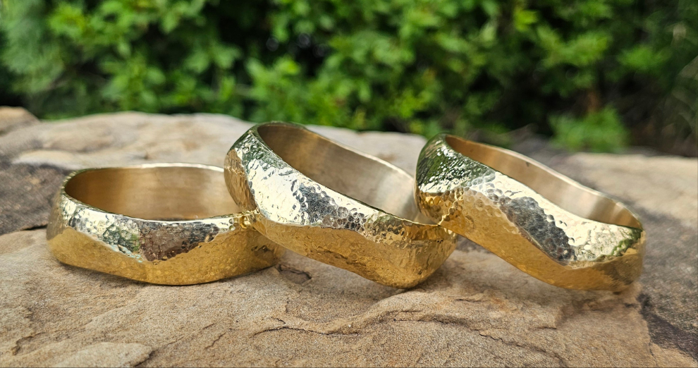 Multi Faceted Unisex Brass Bangle