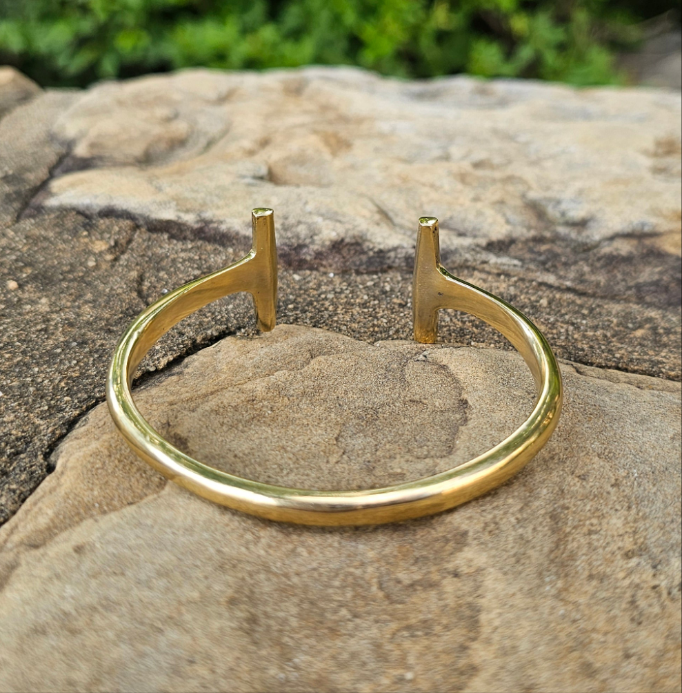 Double Lines Unisex Brass Bracelet