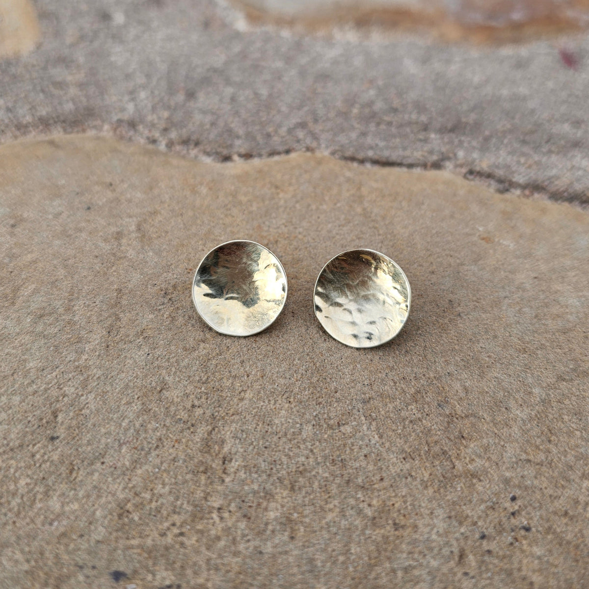 Micro Hammered Disc Brass Earrings