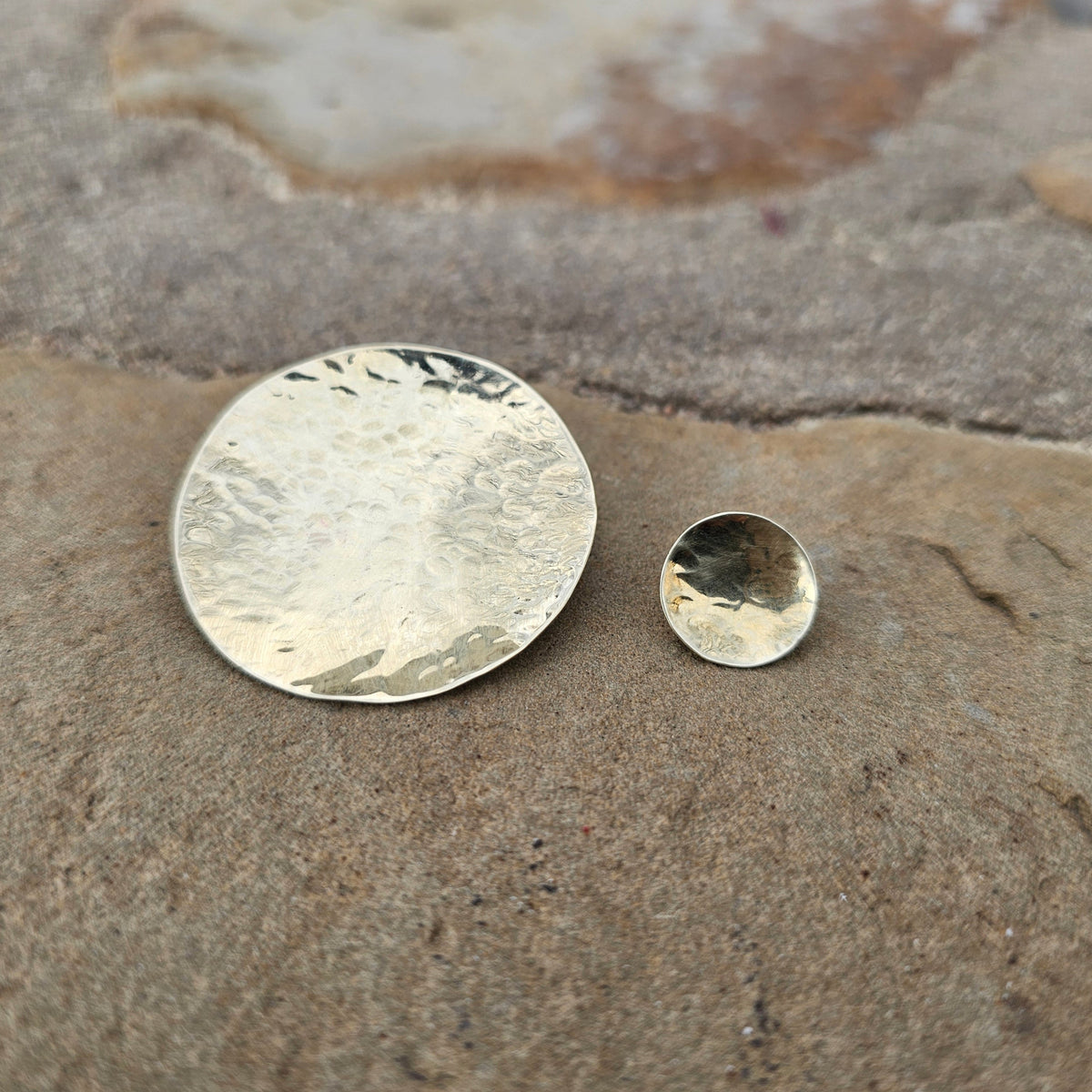 Micro Hammered Disc Brass Earrings