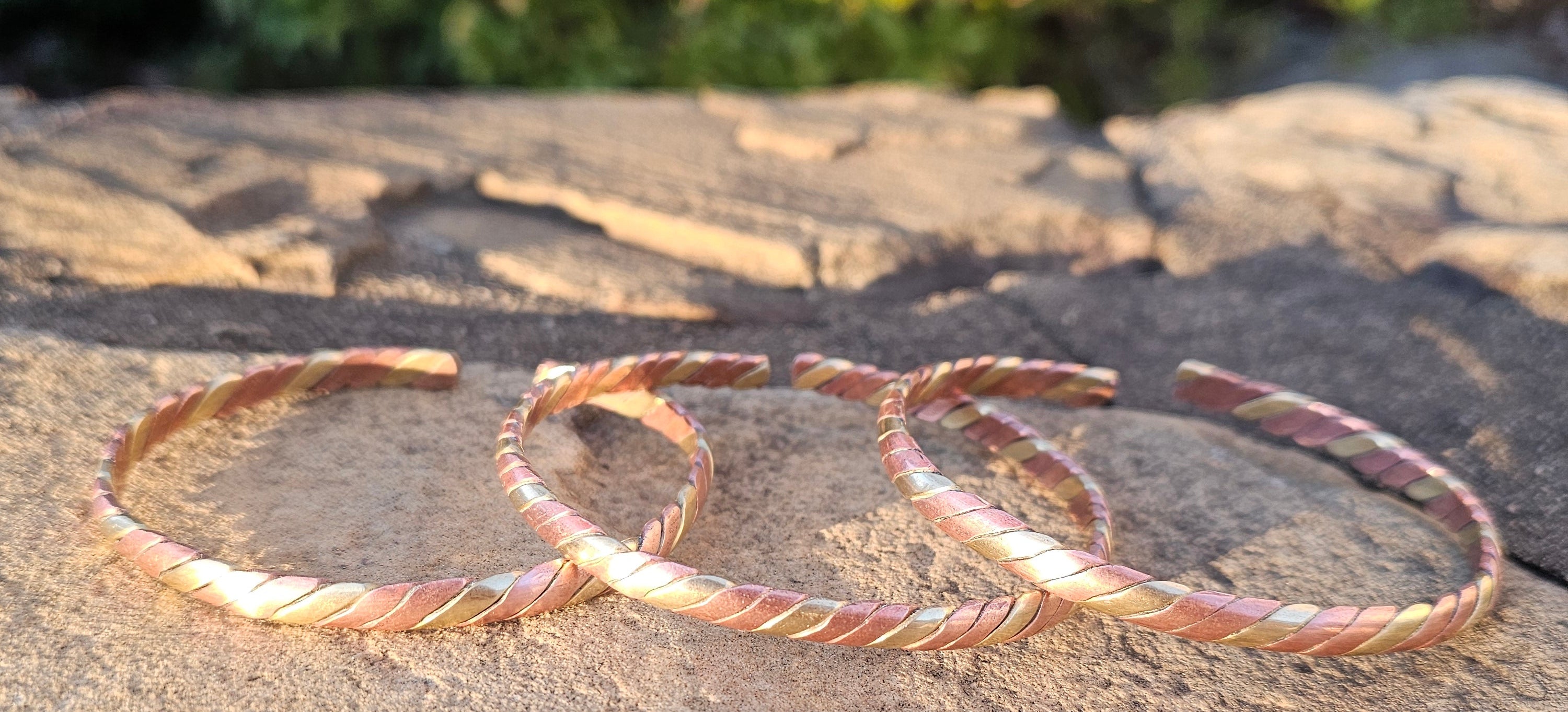 Thin Flat Twist Copper & Brass Unisex Bracelet