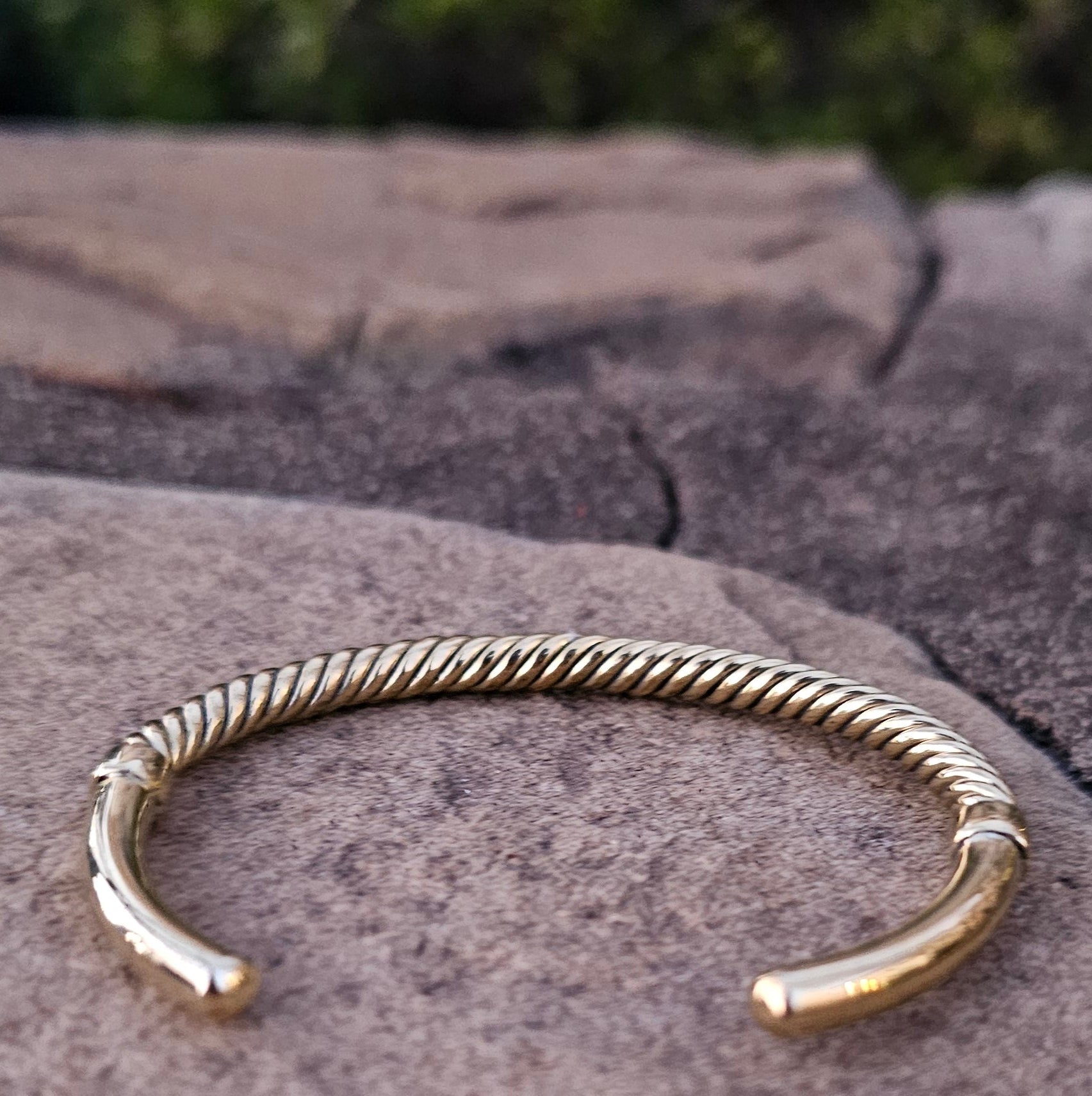 Thin Twisted Brass Cuff