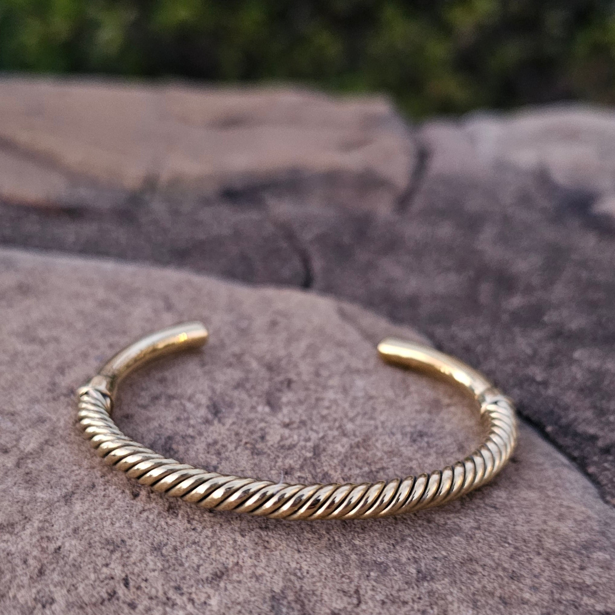 Thin Twisted Brass Cuff