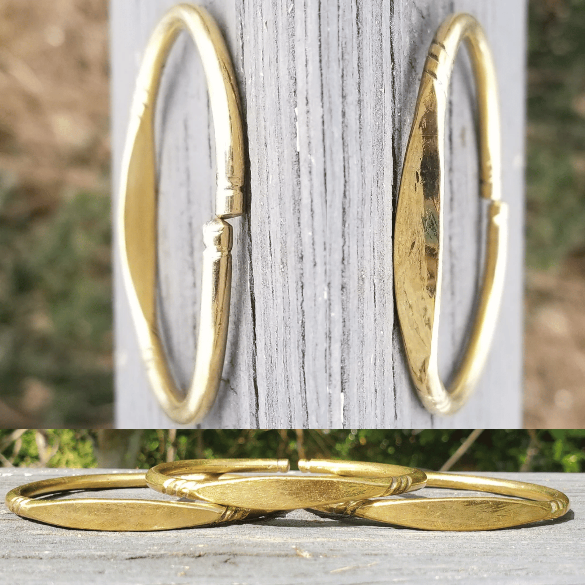 An image of Plain, burnished brass bangle with no surface engraving. Shop Kamawe