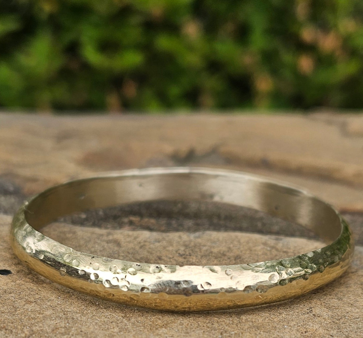 Hammered Raised Unisex Brass Bracelet