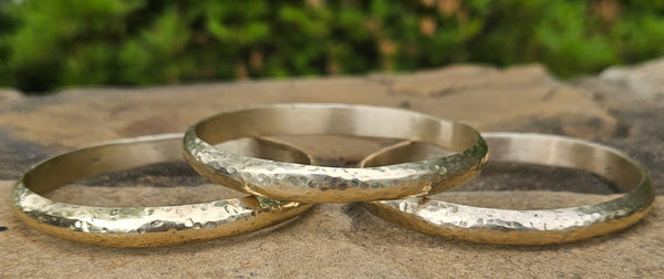 Hammered Raised Unisex Brass Bracelet