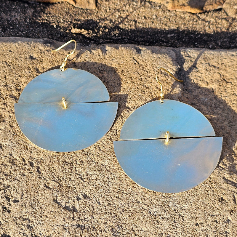 Split Circle Brass Earrings