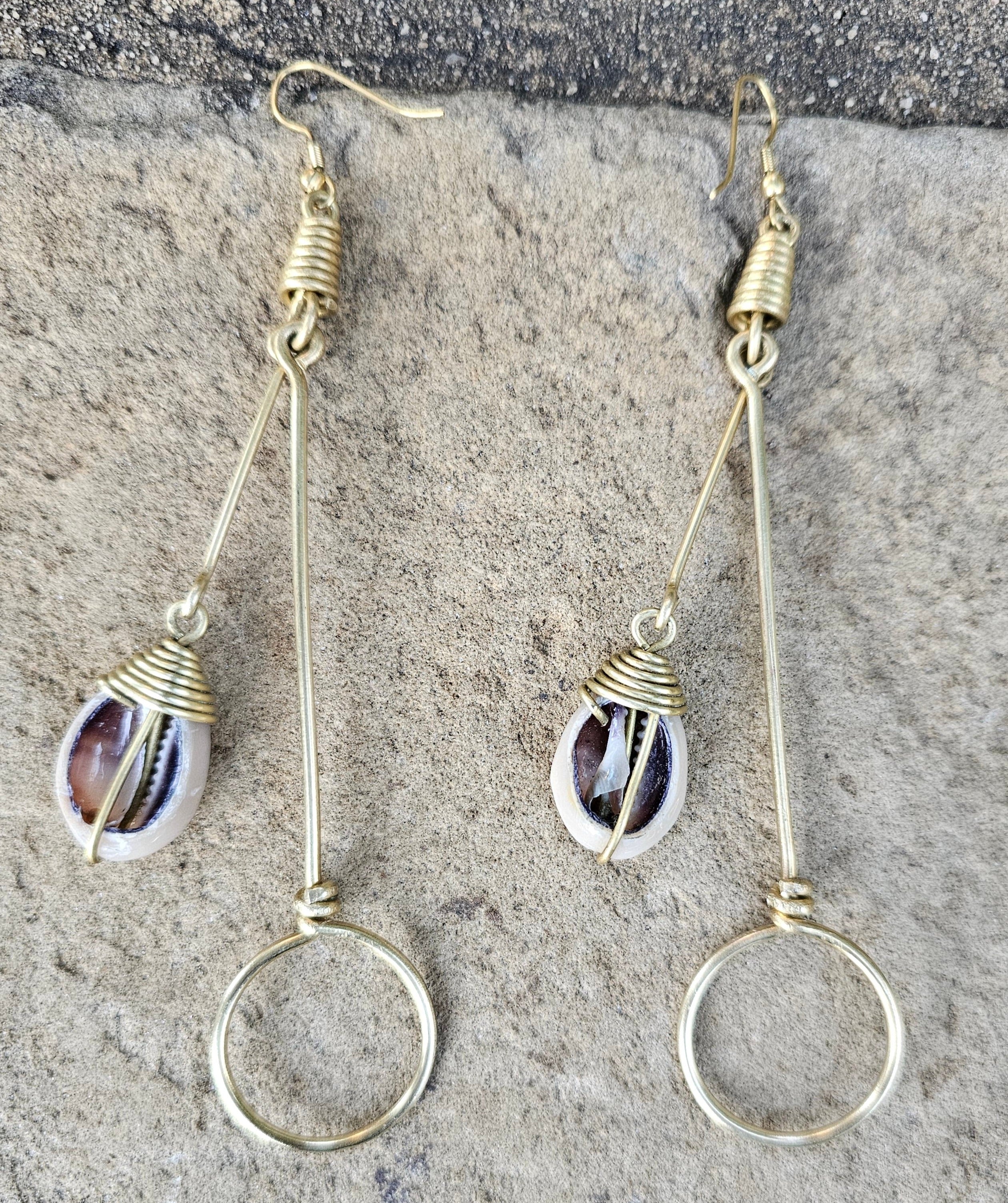 Slim Cowrie Shell Hoop Earrings