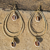 Cowrie Shell Teardrop Brass Earrings