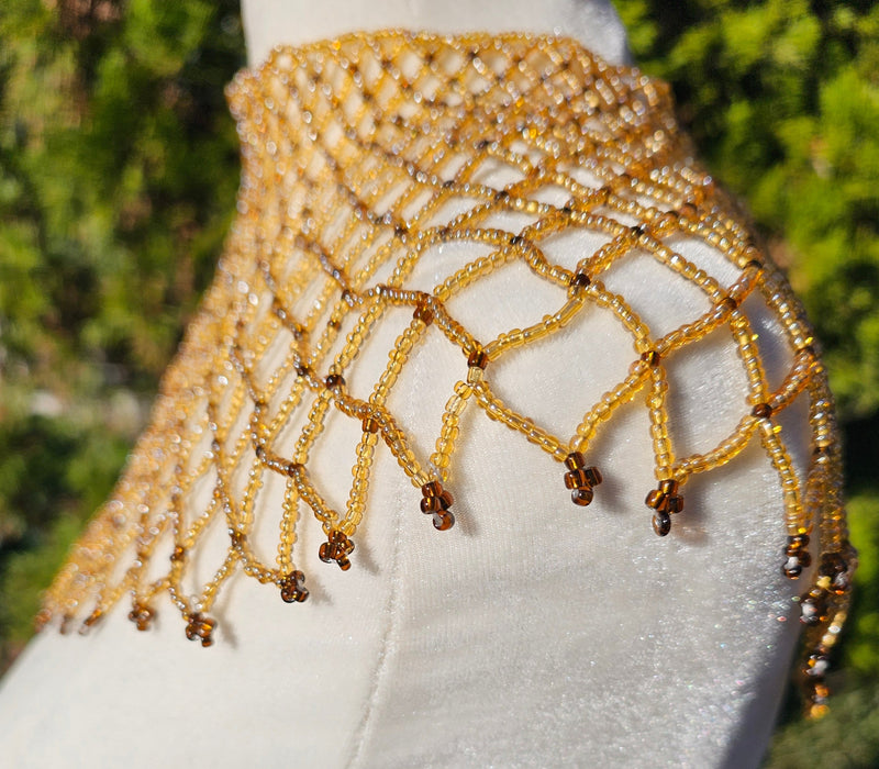 Taupe Beaded Collar Necklace