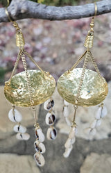 The Pendulum Cowrie Shell and Brass Earrings
