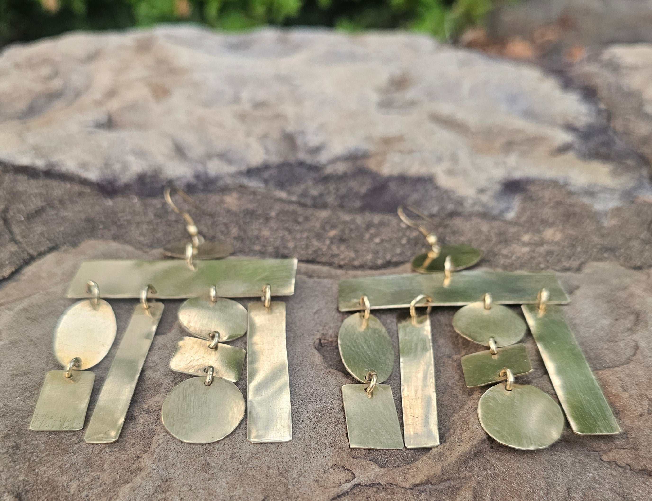 Smooth Puzzle Brass Earrings