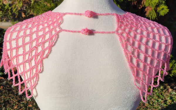 Pink Beaded Collar Necklace