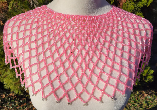 Pink Beaded Collar Necklace