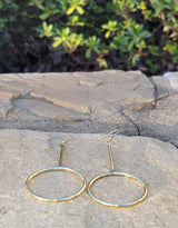 Large Linear Hoop Brass Earrings