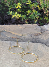 Large Linear Hoop Brass Earrings