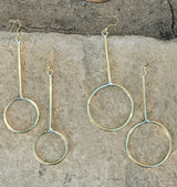 Large Linear Hoop Brass Earrings