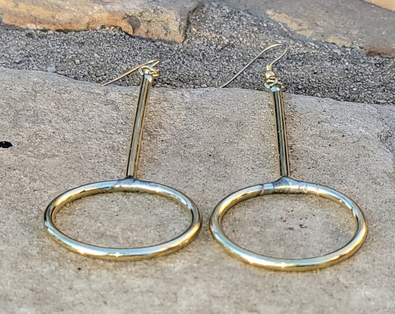Small Linear Hoop Brass Earrings