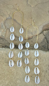 Shoulder Drape Cowrie Shell Earrings