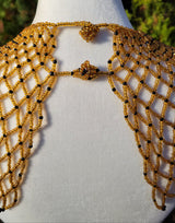 Gold & Black Beaded Collar Necklace