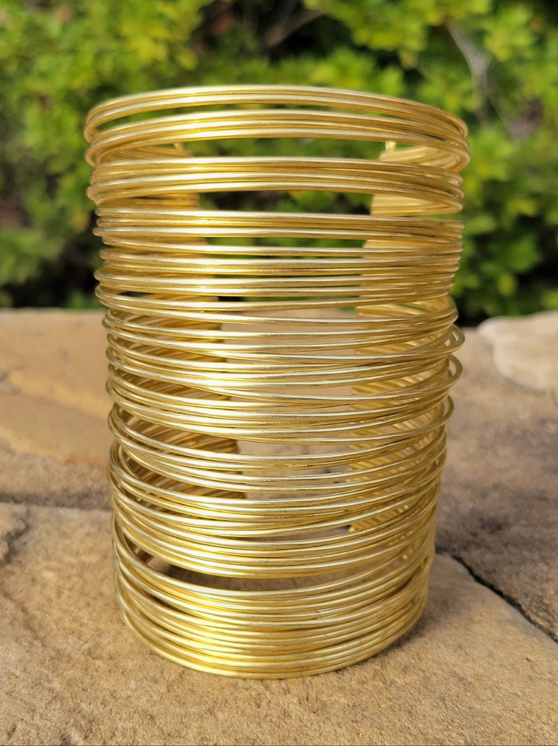 Wire Wrapped Empire Unisex Brass Cuff
