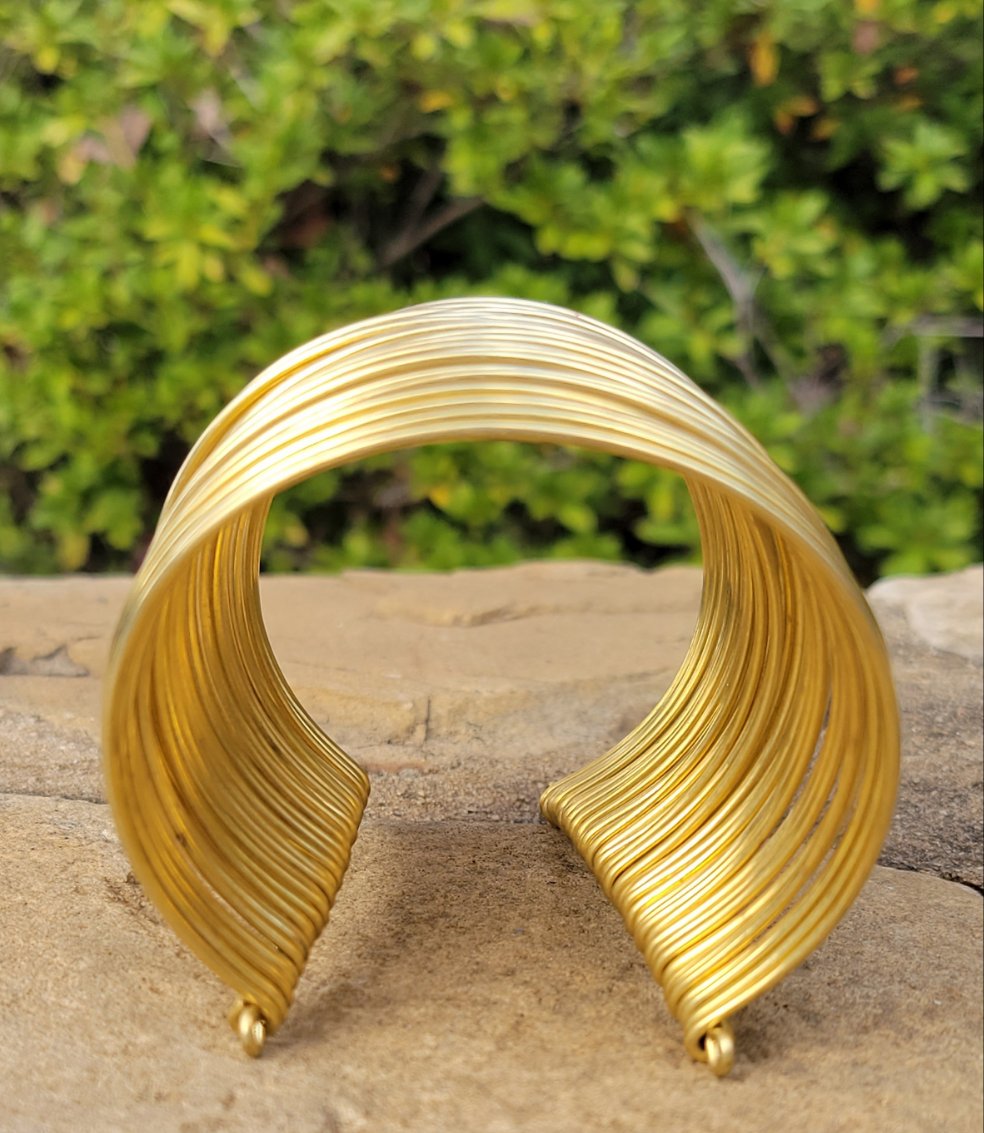 Wire Wrapped Empire Unisex Brass Cuff