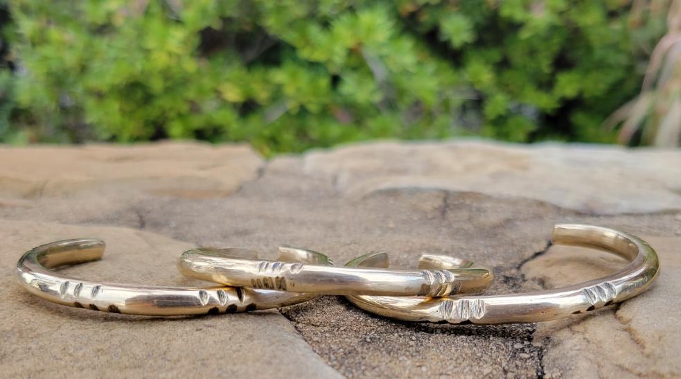 Indentation Unisex Brass Bracelet