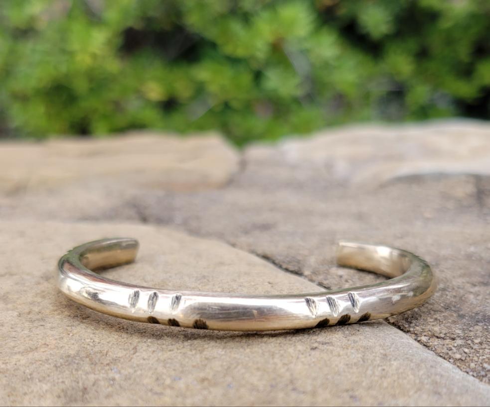 Indentation Unisex Brass Bracelet